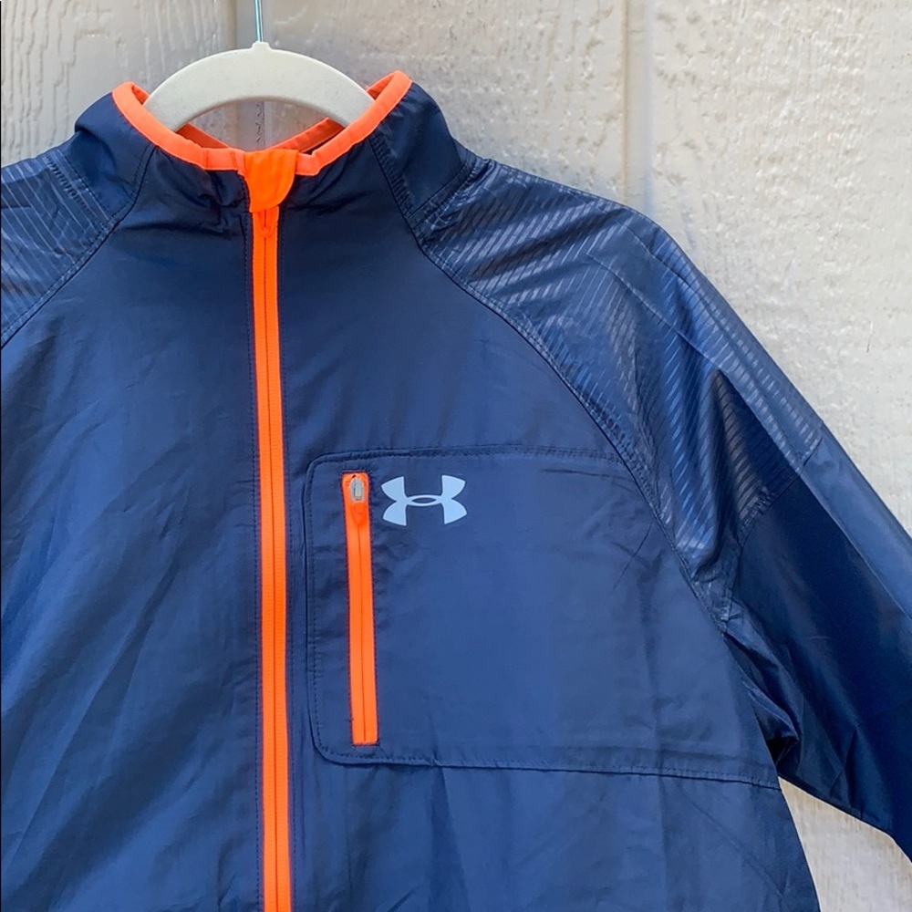 Under Armour blue orange unlined lightweight zip up windbreaker layering coat - Picture 2 of 13